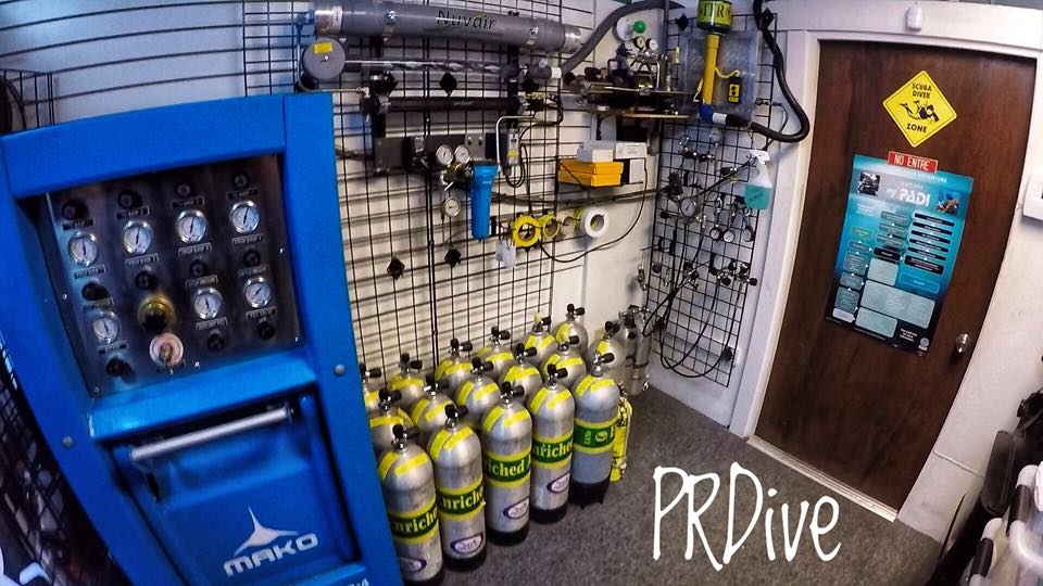Tanks lined up at the PR Dive fill station