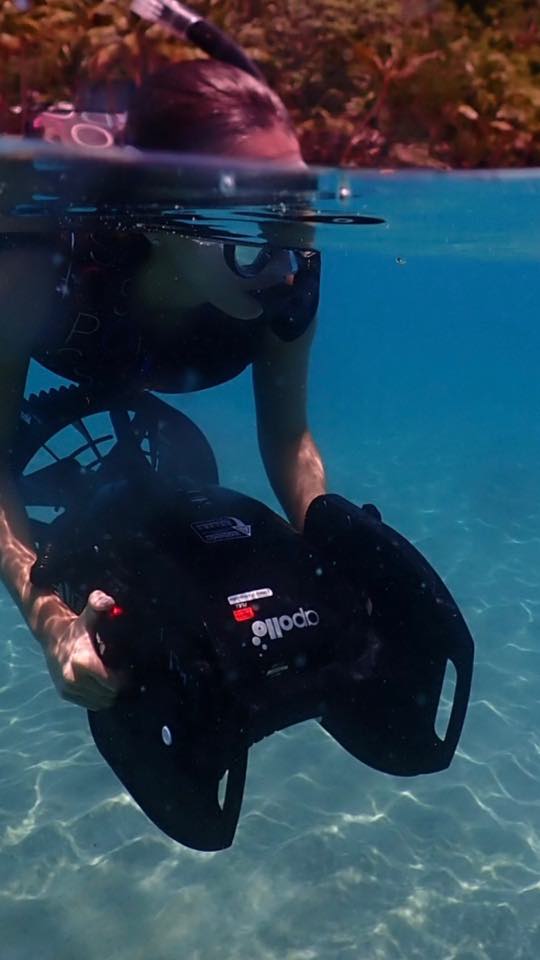 An underwater scooter seen from above
