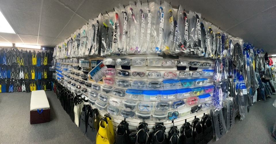The mask wall inside PR Dive, wall to wall